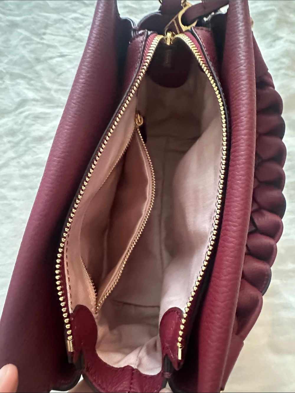Coccinelle Burgundy Boheme Bag with Braided Handle - Picture 12 of 16